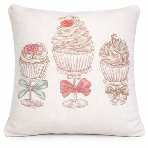 Decorative Cupcake Pillow with Pastel Accents 18x18